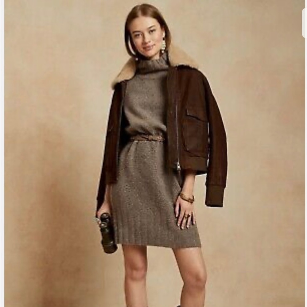 Mock neck sweater dress